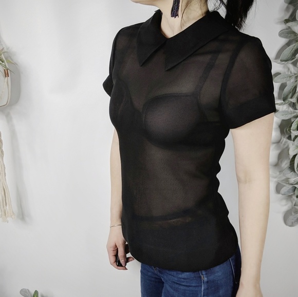 hottie + lord Tops - HOTTIE + LORD Inman blouse black mesh NWT 0347